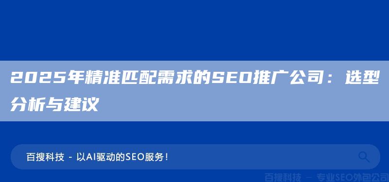 2025年精準(zhǔn)匹配需求的SEO推廣公司：選型分析與建議(圖1)