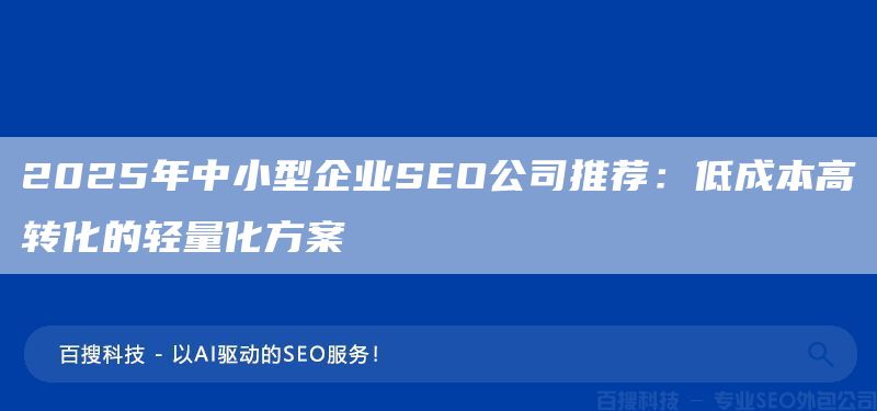 2025年中小型企業(yè)SEO公司推薦：低成本高轉(zhuǎn)化的輕量化方案(圖1)