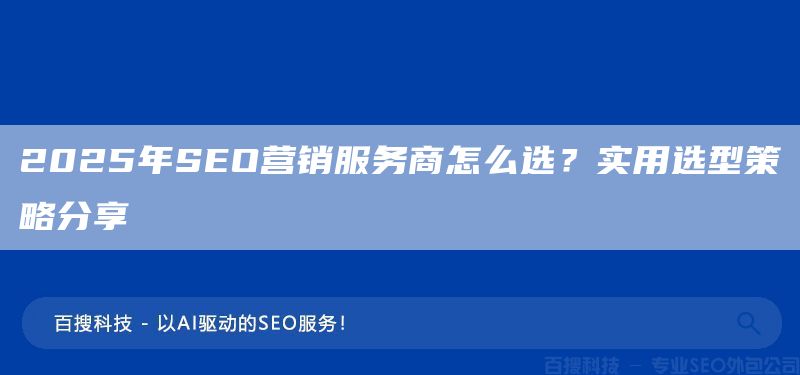 2025年SEO營銷服務(wù)商怎么選？實用選型策略分享(圖1)